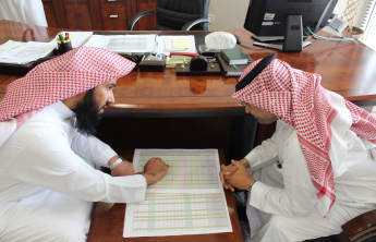 The visit of the Vice Dean for Educational and Academic Affairs, Dr. Abdul Rahman Al-Khudairi to follow up the admission process 1436/1435 AH